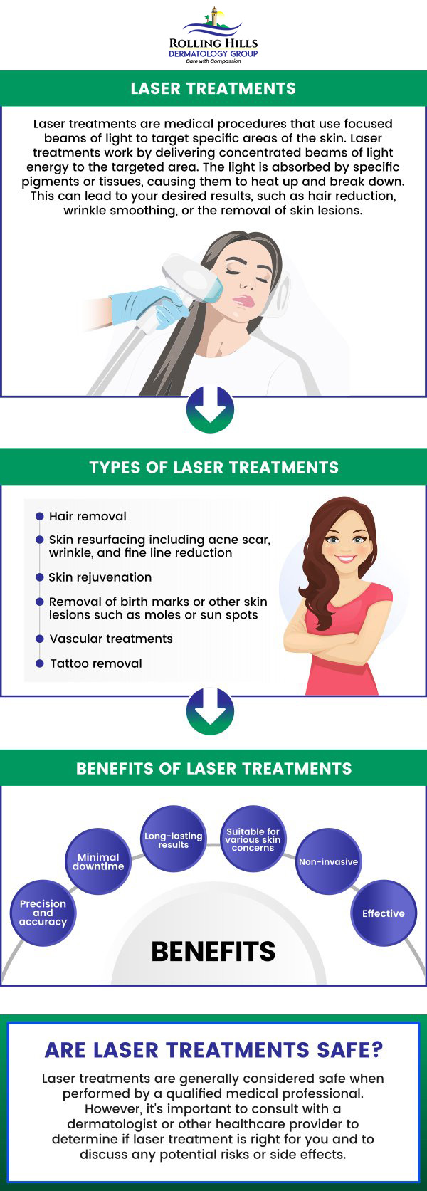Rejuvenate your skin with advanced laser skin treatments in Rolling Hills Estates, CA. Our expert dermatologists use state-of-the-art laser technology to target fine lines, sun damage, acne scars, and uneven skin tone, helping you achieve a smoother, more radiant complexion. Each treatment is customized to your skin type and aesthetic goals for optimal results. Get a professional skin evaluation from our specialists at Rolling Hills Dermatology Group. For more information, contact us or schedule an appointment online. We are conveniently located at 449 Silver Spur Road, Rolling Hills Estates, CA 90274. Rejuvenate your skin with advanced laser skin treatments in Rolling Hills Estates, CA. Our expert dermatologists use state-of-the-art laser technology to target fine lines, sun damage, acne scars, and uneven skin tone, helping you achieve a smoother, more radiant complexion. Each treatment is customized to your skin type and aesthetic goals for optimal results. Get a professional skin evaluation from our specialists at Rolling Hills Dermatology Group. For more information, contact us or schedule an appointment online. We are conveniently located at 449 Silver Spur Road, Rolling Hills Estates, CA 90274.